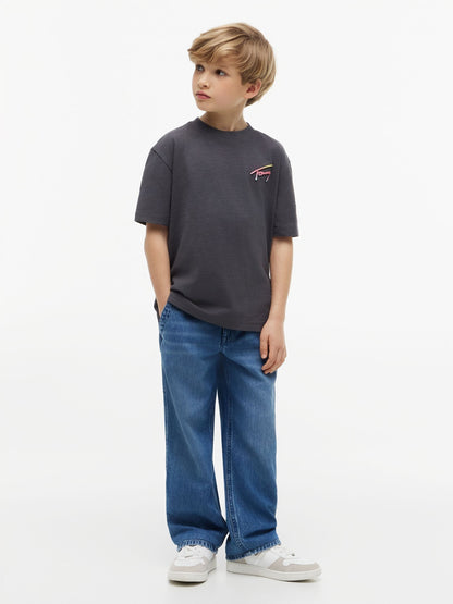 Tommy Hilfiger Black Back Logo Graphic Textured T-Shirt image 3