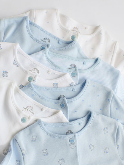 Blue 7 Pack Baby Bear Sleepsuit (0-2yrs)