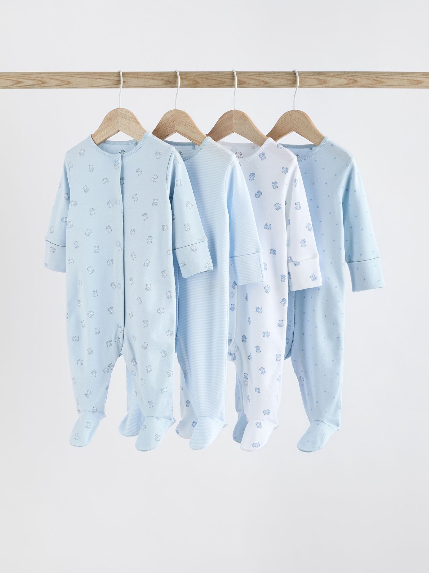 Blue 4 Pack Baby Bear Sleepsuit (0-2yrs)