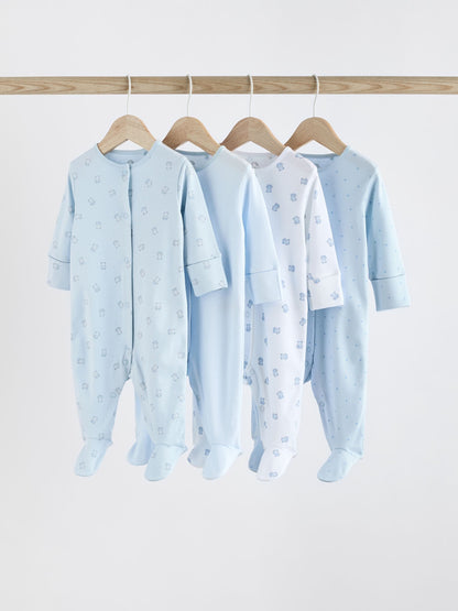 Blue 4 Pack Baby Bear Sleepsuit (0-2yrs)