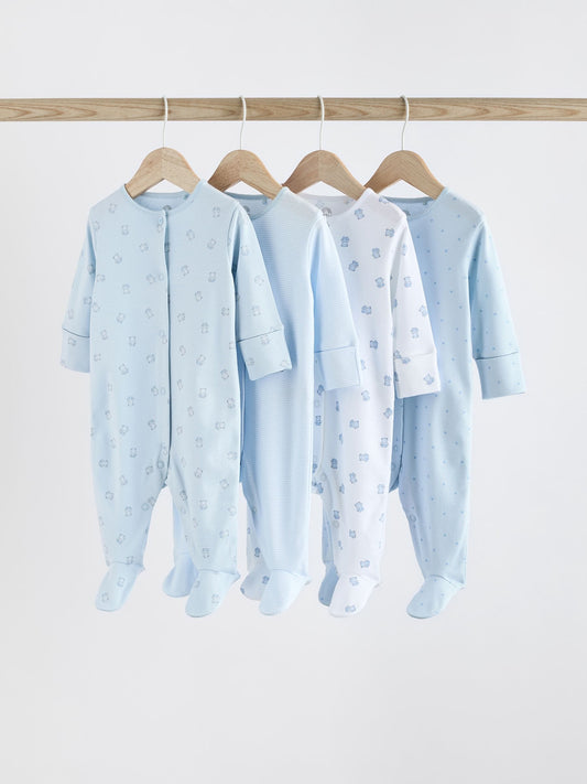 Blue 4 Pack Baby Bear Sleepsuit (0-2yrs)