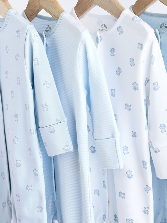 Blue 4 Pack Baby Bear Sleepsuit (0-2yrs)