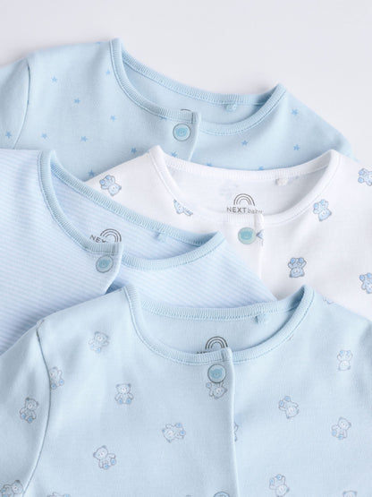 Blue 4 Pack Baby Bear Sleepsuit (0-2yrs)