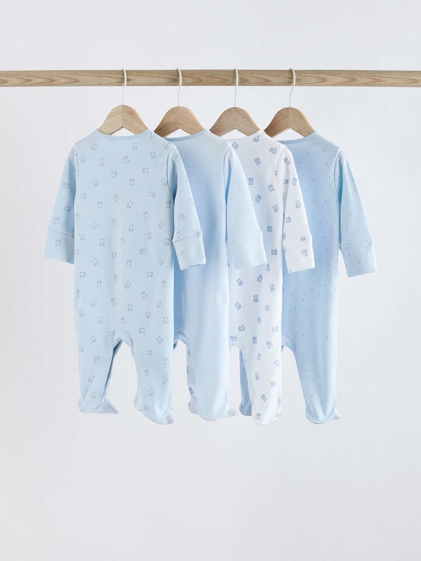 Blue 4 Pack Baby Bear Sleepsuit (0-2yrs)