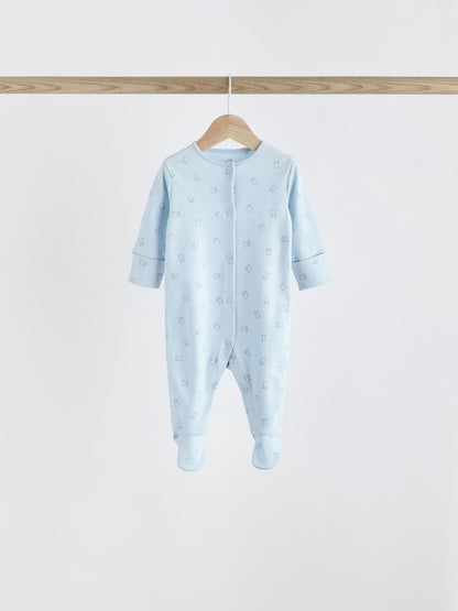 Blue 4 Pack Baby Bear Sleepsuit (0-2yrs)
