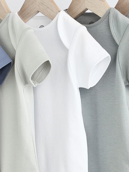 Grey/White Short Sleeve Bodysuits 5 Pack image 10