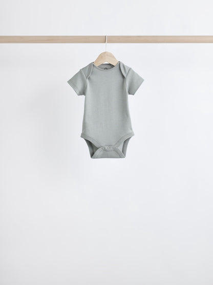 Grey/White Short Sleeve Bodysuits 5 Pack image 4
