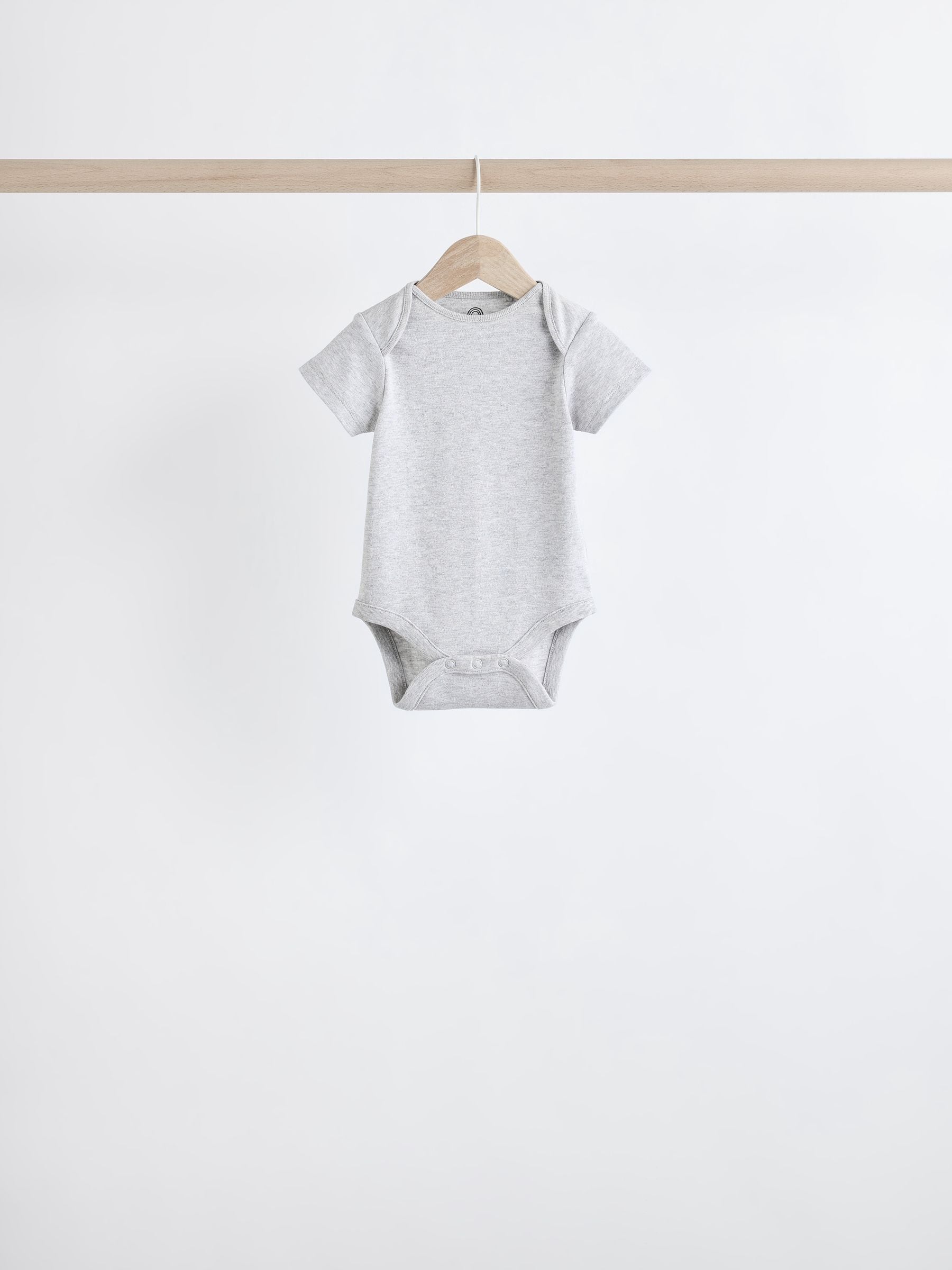 Grey/White Short Sleeve Bodysuits 5 Pack image 5