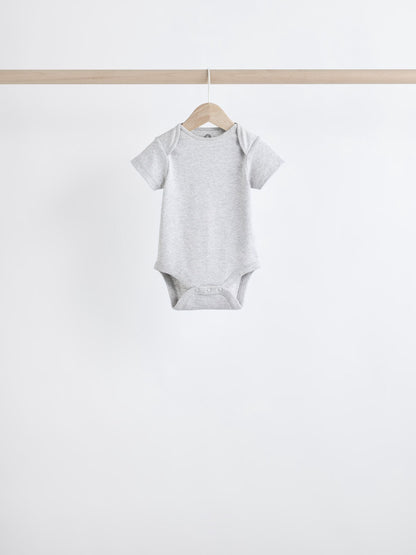 Grey/White Short Sleeve Bodysuits 5 Pack image 5