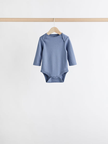 Grey/White Long Sleeve Bodysuits 5 Pack image 3