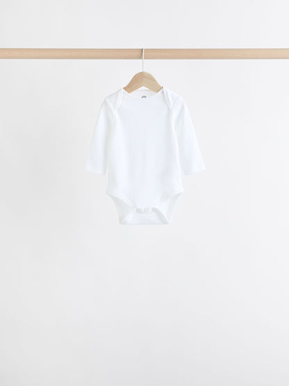 Grey/White Long Sleeve Bodysuits 5 Pack image 5
