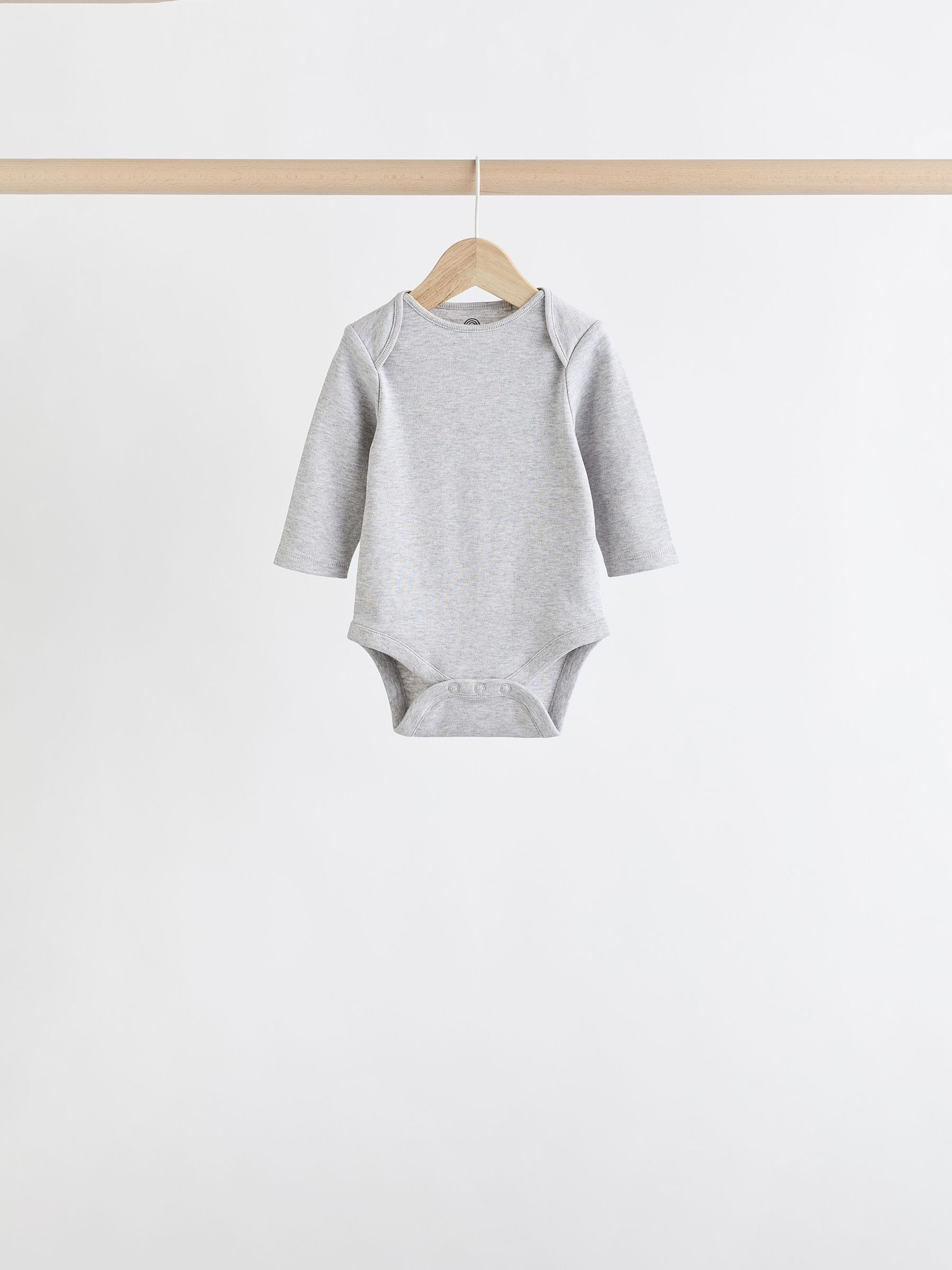 Grey/White Long Sleeve Bodysuits 5 Pack image 6