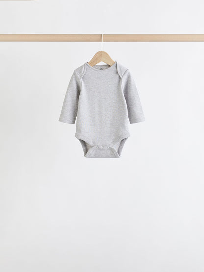 Grey/White Long Sleeve Bodysuits 5 Pack image 6