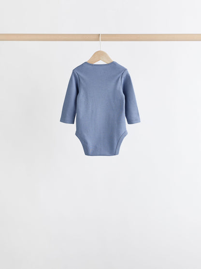 Grey/White Long Sleeve Bodysuits 5 Pack image 8