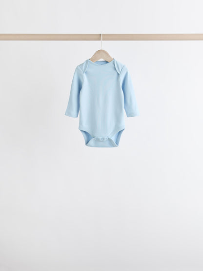 Blue 7 Pack Baby Long Sleeve Bodysuits image 3