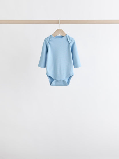 Blue 7 Pack Baby Long Sleeve Bodysuits image 4