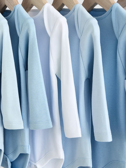 Blue 7 Pack Baby Long Sleeve Bodysuits image 6