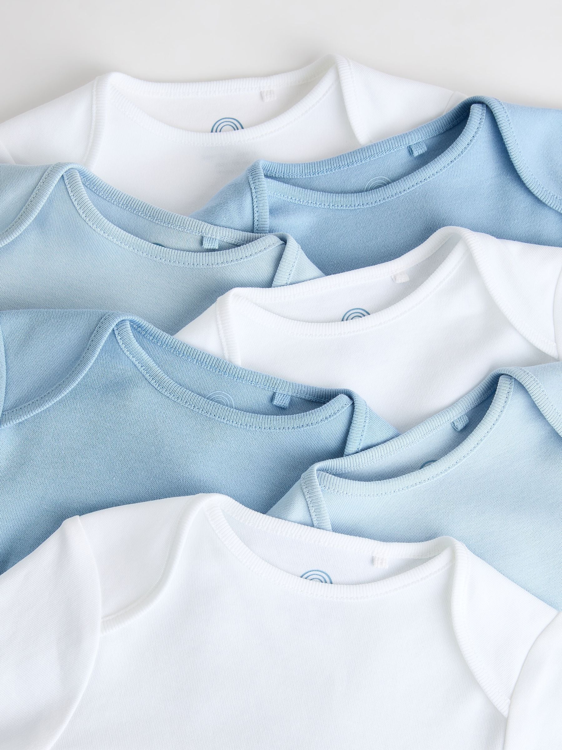 Blue 7 Pack Baby Long Sleeve Bodysuits image 7