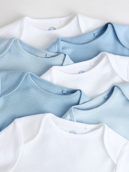 Blue 7 Pack Baby Long Sleeve Bodysuits image 7
