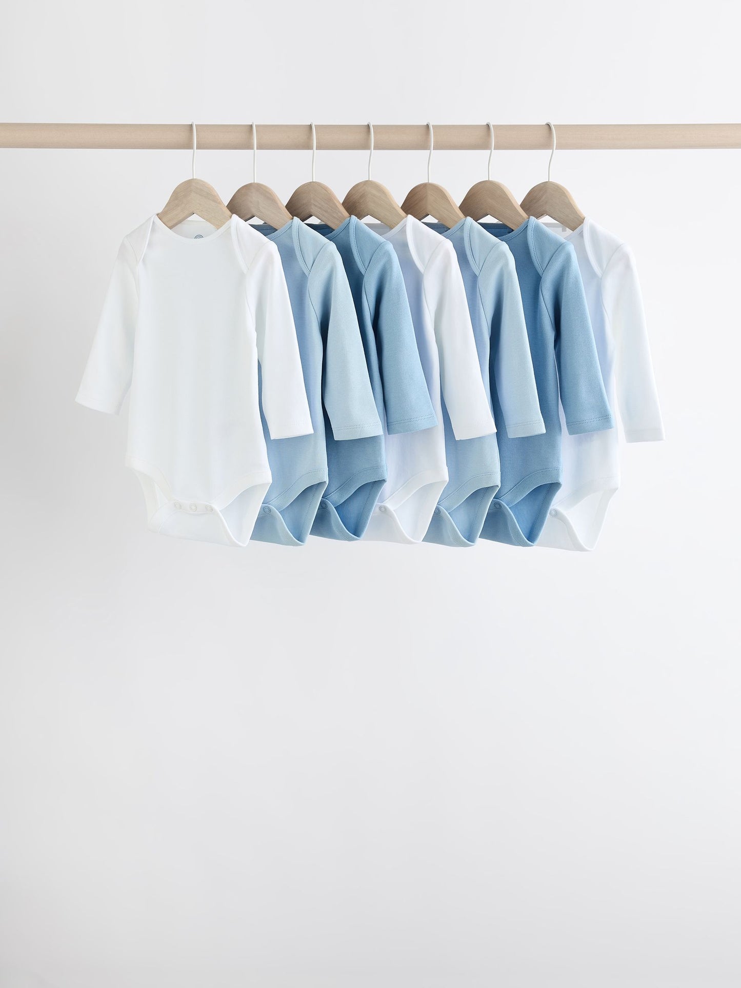 Blue 7 Pack Baby Long Sleeve Bodysuits image 1