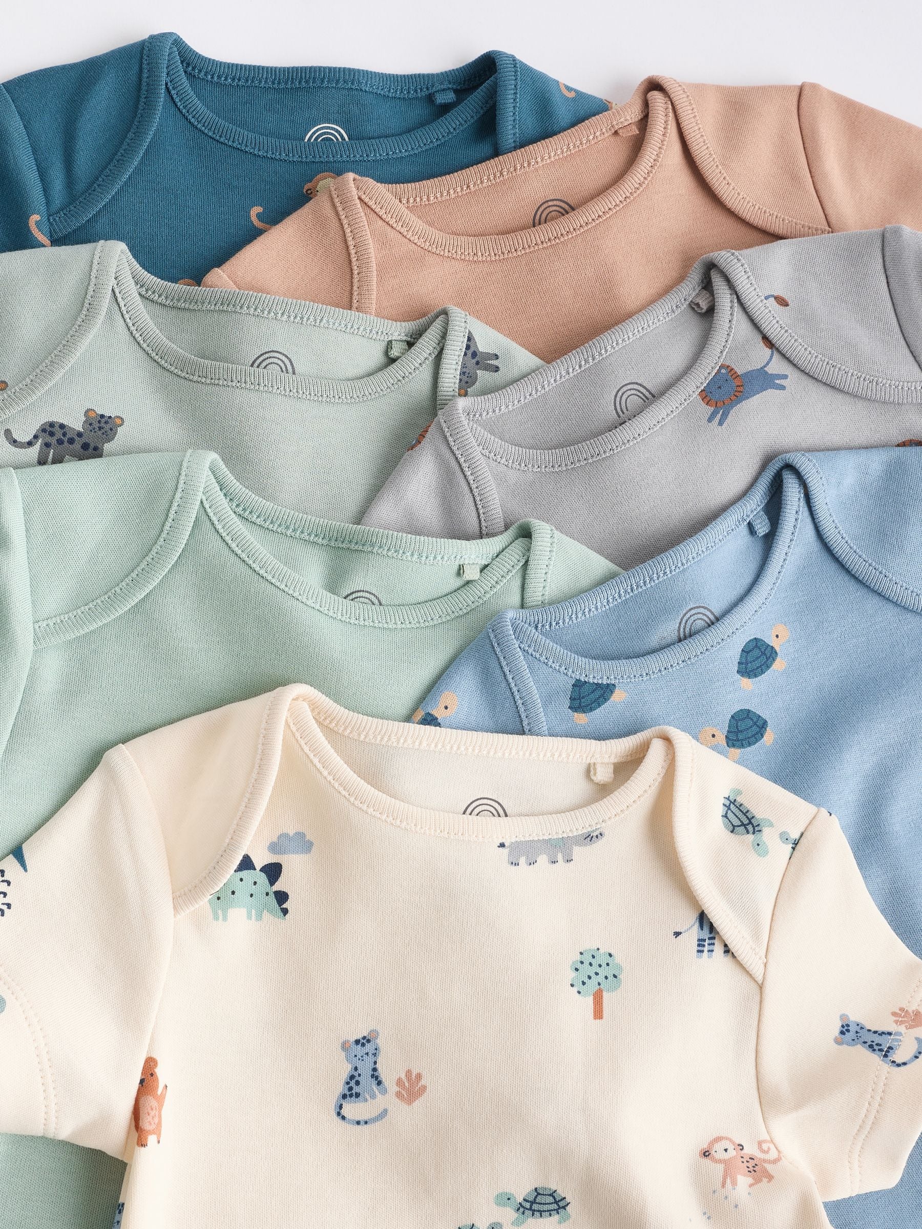 Teal Blue Baby 100% Cotton Bodysuits 7 Pack image 5