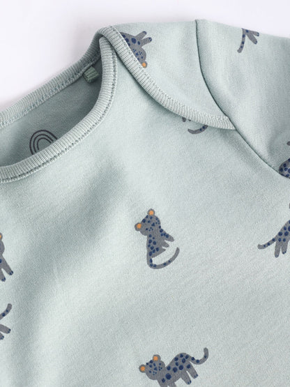 Teal Blue Baby 100% Cotton Bodysuits 7 Pack image 6