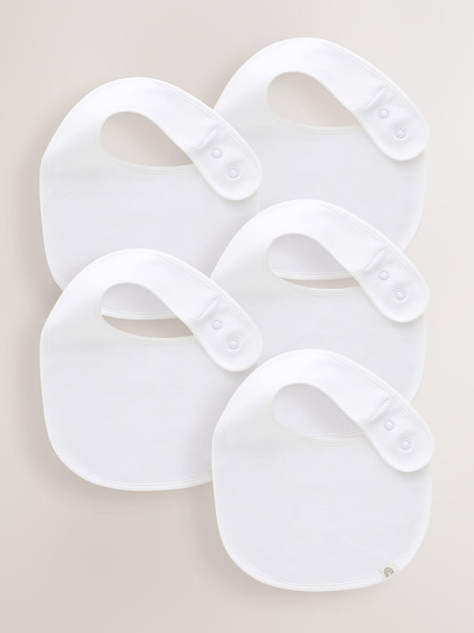 Dsiney Kidz - White 100% Cotton Baby Bibs 5 Pack image 1