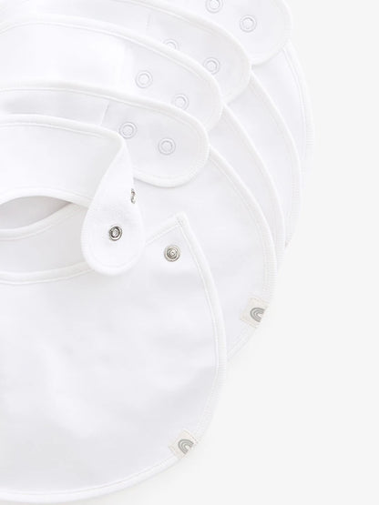 White 100% Cotton Baby Bibs 5 Pack