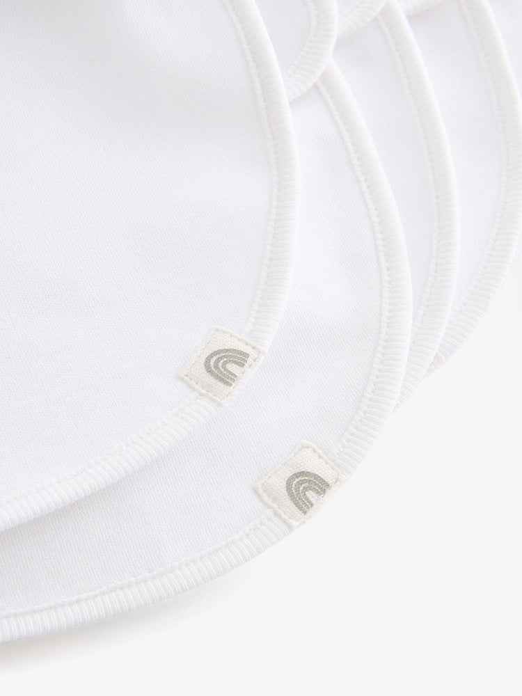 White 100% Cotton Baby Bibs 5 Pack