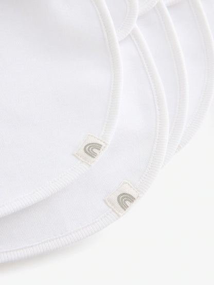 White 100% Cotton Baby Bibs 5 Pack