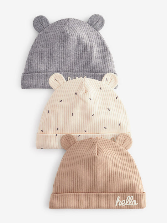 Neutral Milk Club Beanie Jersey Baby Hats 3 Pack (0-12mths) image 1