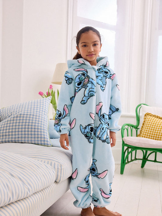 Blue Lilo & Stitch Fleece All-In-One (3-16yrs)