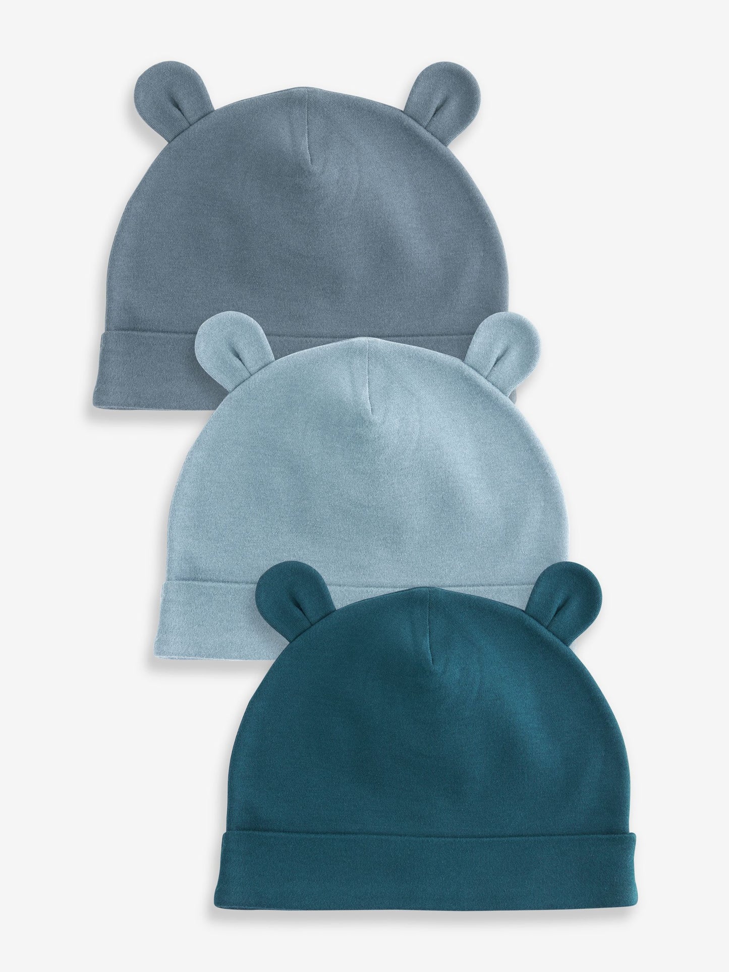 Mid Blue Baby 100% Cotton Beanies 3 Pack (0-18mths) image 1