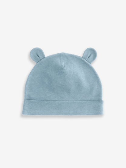 Mid Blue Baby 100% Cotton Beanies 3 Pack (0-18mths) image 2