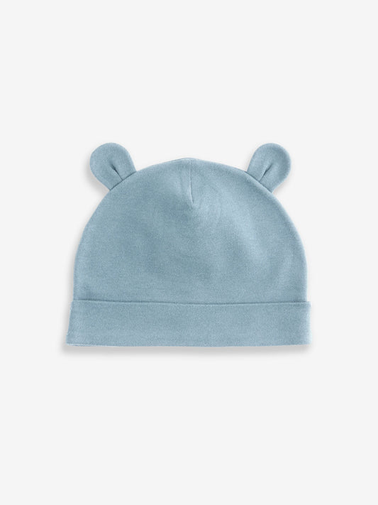Mid Blue Baby 100% Cotton Beanies 3 Pack (0-18mths) image 2