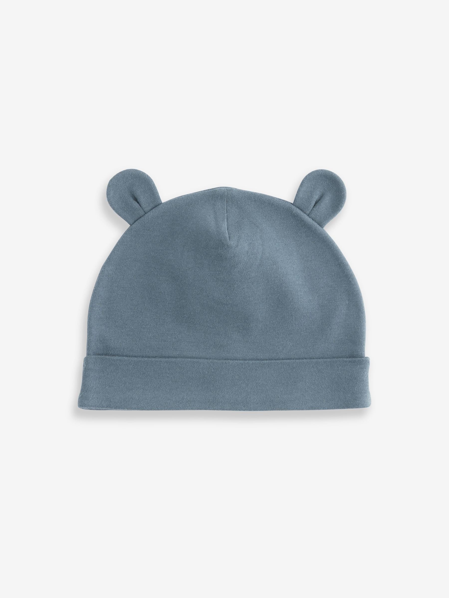Mid Blue Baby 100% Cotton Beanies 3 Pack (0-18mths) image 3