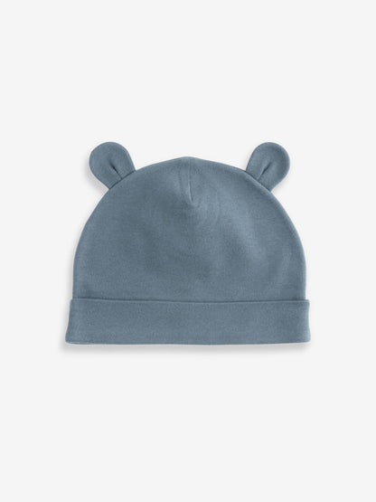 Mid Blue Baby 100% Cotton Beanies 3 Pack (0-18mths) image 3