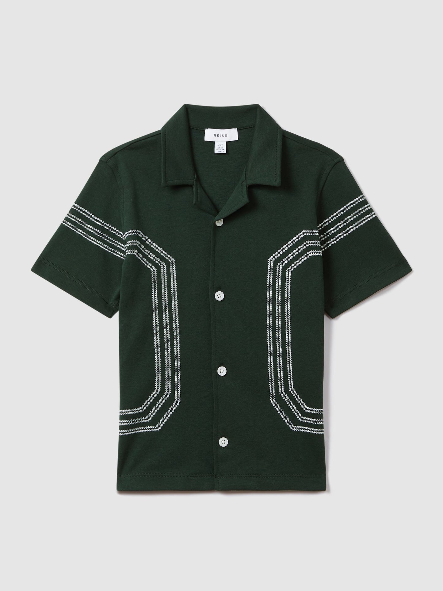 Dsiney Kidz - Reiss Green Arlington 9-13 yrs Cotton Embroidered Cuban Collar Shirt image 2
