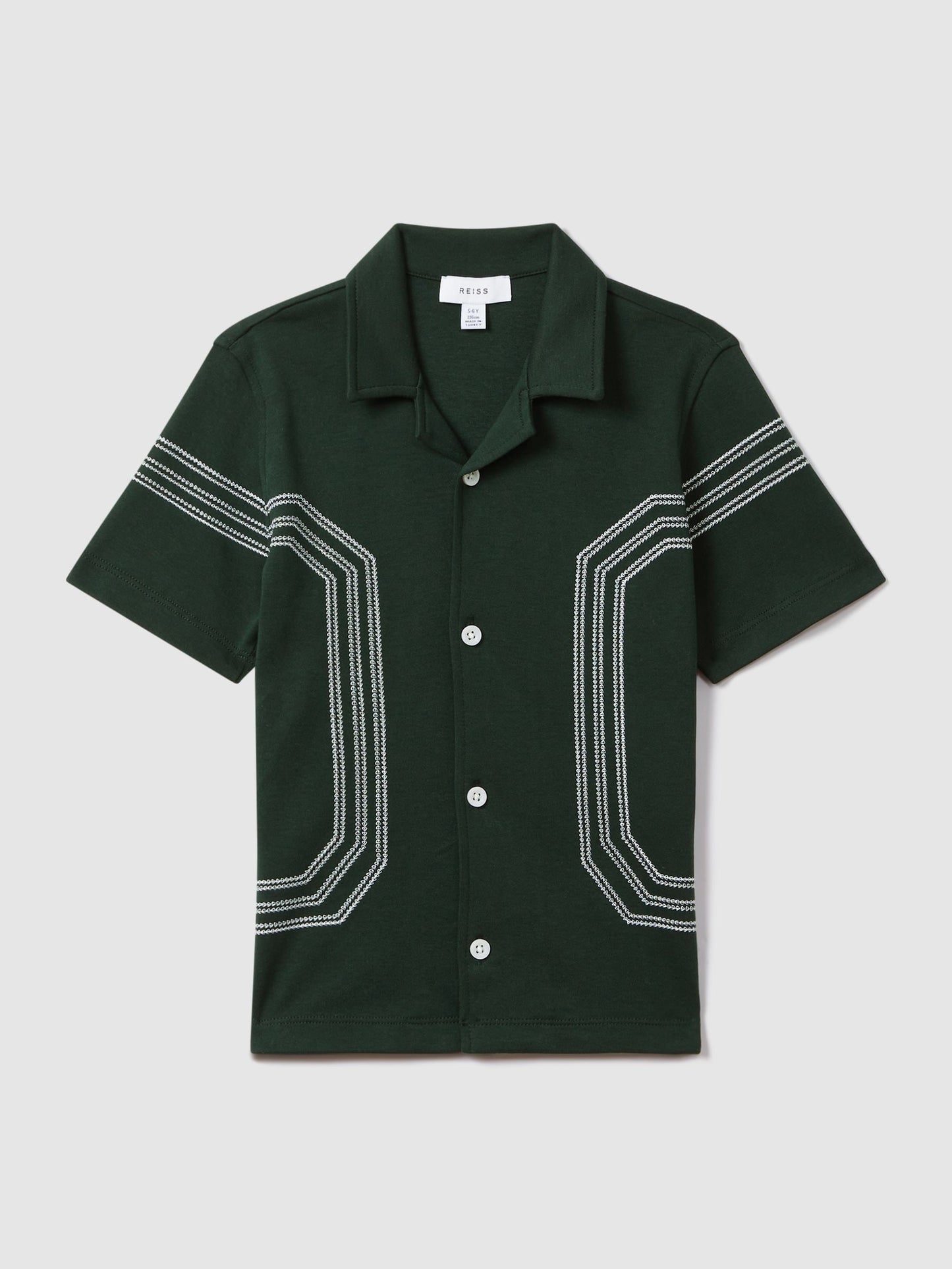 Dsiney Kidz - Reiss Green Arlington Junior Cotton Embroidered Cuban Collar Shirt image 2
