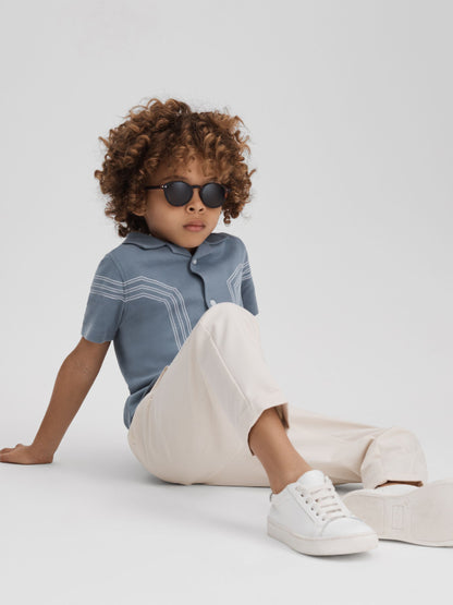 Dsiney Kidz - Reiss Airforce Blue Arlington 9-13 yrs Cotton Embroidered Cuban Collar Shirt image 3