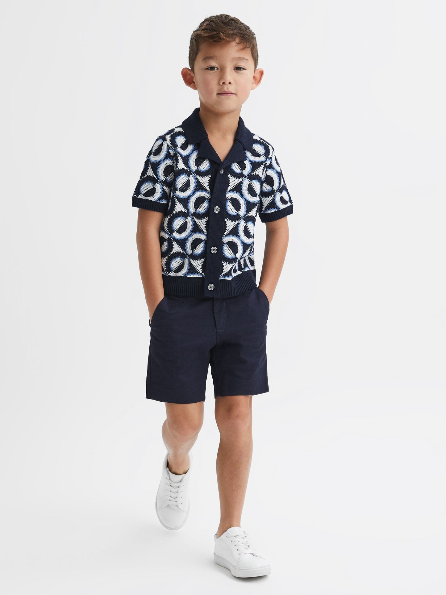 Dsiney Kidz - Reiss Navy Frenchie 3-9 yrs Knitted Cuban Collar Shirt image 1
