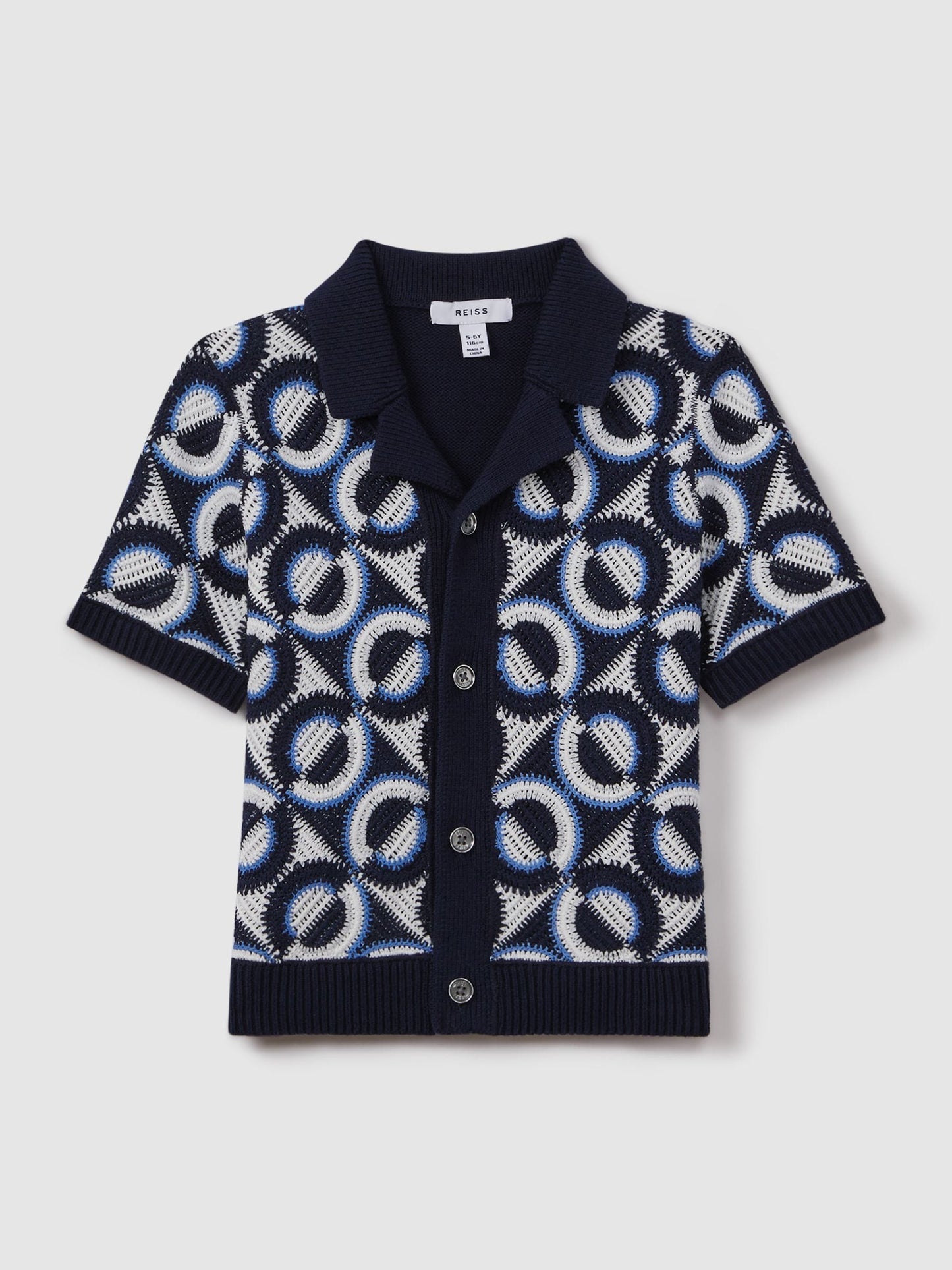 Dsiney Kidz - Reiss Navy Frenchie 3-9 yrs Knitted Cuban Collar Shirt image 2