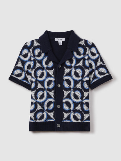 Dsiney Kidz - Reiss Navy Frenchie 3-9 yrs Knitted Cuban Collar Shirt image 2