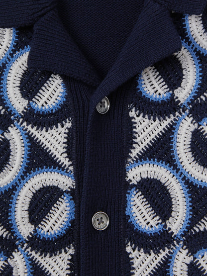 Dsiney Kidz - Reiss Navy Frenchie 3-9 yrs Knitted Cuban Collar Shirt image 6