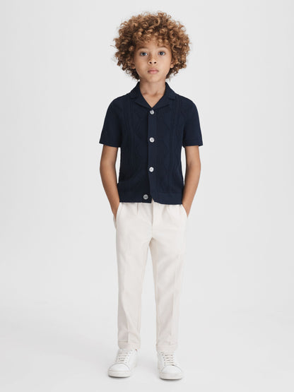 Dsiney Kidz - Reiss Navy Fortune 3-9 yrs Cable Knit Cuban Collar Shirt image 1