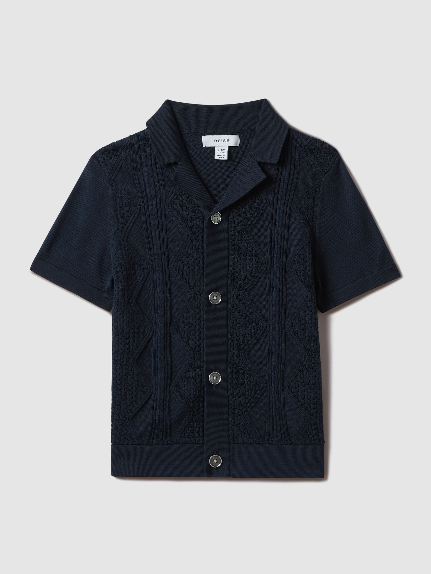 Dsiney Kidz - Reiss Navy Fortune 3-9 yrs Cable Knit Cuban Collar Shirt image 2