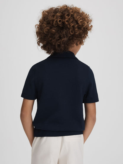 Dsiney Kidz - Reiss Navy Fortune 3-9 yrs Cable Knit Cuban Collar Shirt image 5