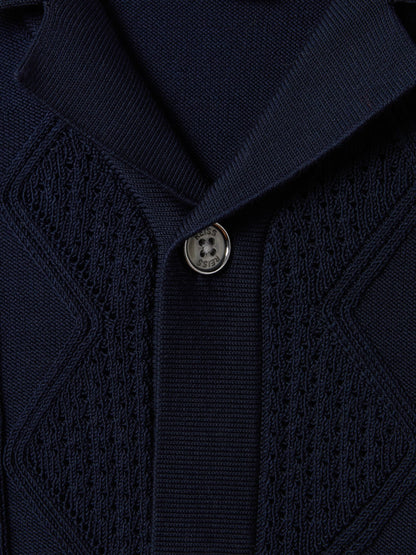 Dsiney Kidz - Reiss Navy Fortune 3-9 yrs Cable Knit Cuban Collar Shirt image 6