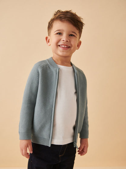 Blue Zip Through Cardigan (3mths-7yrs) - image 1