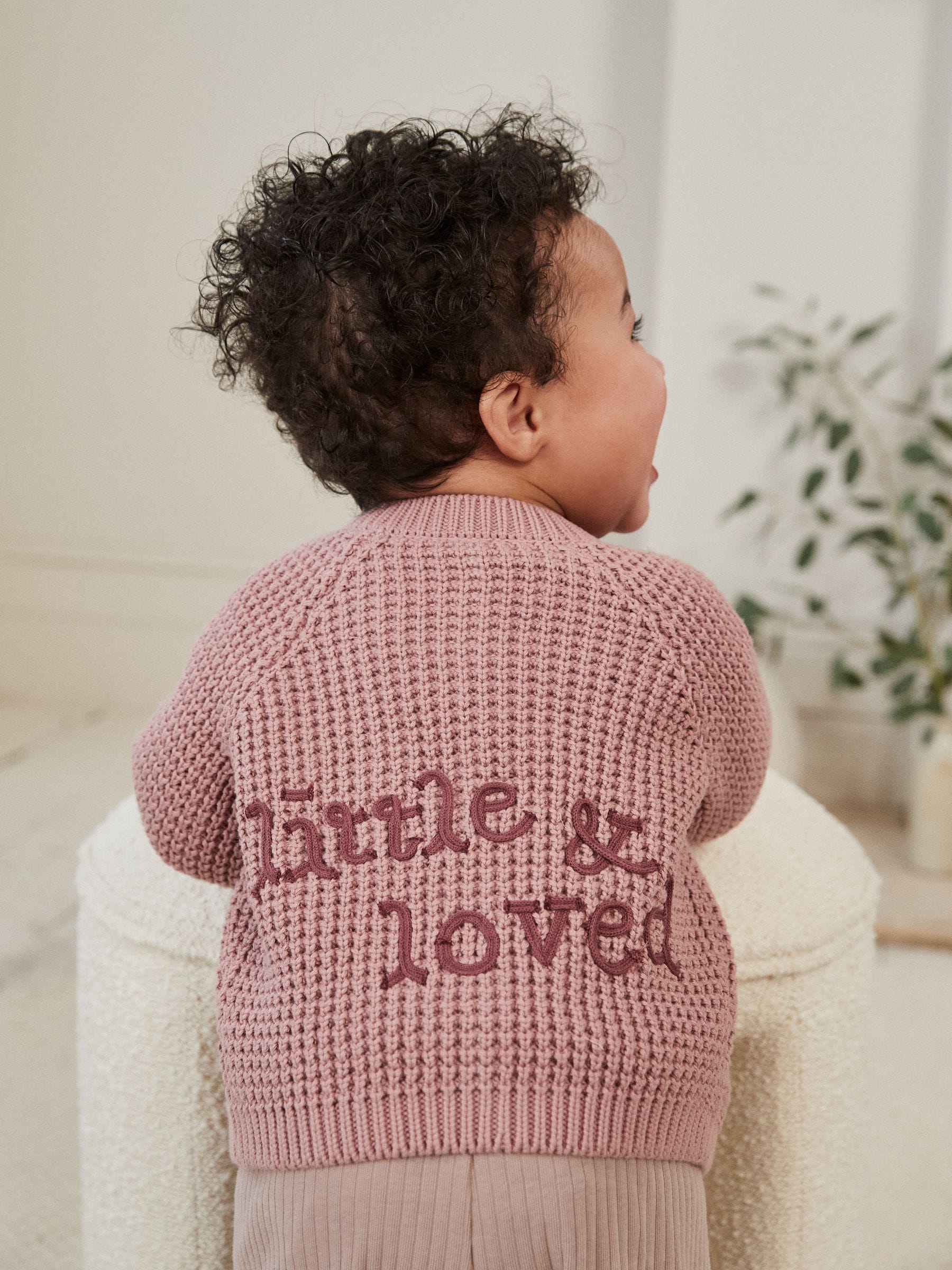 Dsiney Kidz - Pink Back Slogan Embroidered Baby Knitted Cardigan (0mths-2yrs) image 1